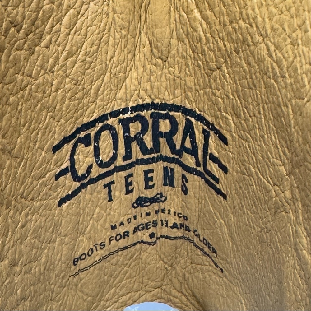 Corral Crater Brown Leather Embroidered Snip Toe Cowgirl Boots Teen Women Sz 5 - Picture 5 of 7